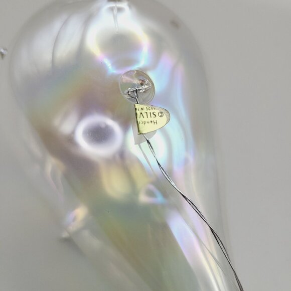 Silvestri Handcrafted Iridescent Blown Glass Whale Ornament with Flaw - Picture 3 of 13